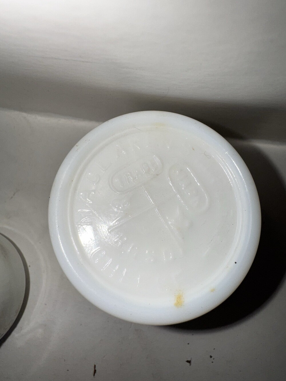 Antique Aurora Mfg Co Chicago Milk Glass Jar Container w Cover Plumbing - Picture 3 of 5